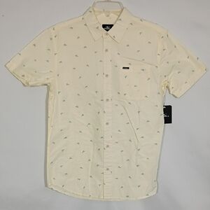 NWT O'Neill Cream Harborside Short Sleeve Button Down Mens Size Small